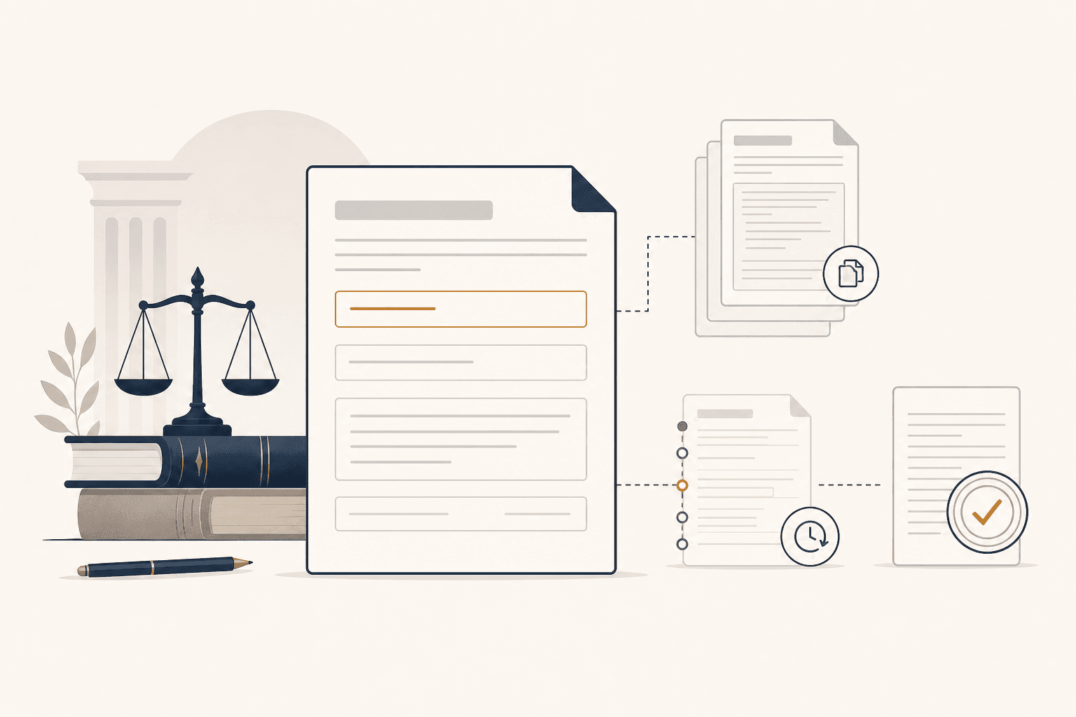Illustration of smart legal templates with auto-fill fields and document sets
